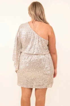 New Year's Eve Night Out Dress, Taupe -Deals Swish Tex Store 10 20 17919