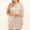New Year's Eve Night Out Dress, Taupe -Deals Swish Tex Store 10 20 17921