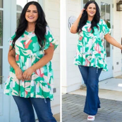 Flowers All Around Top, Turquoise -Deals Swish Tex Store 10 66b66662 6042 46c1 86bf 3eac95834712