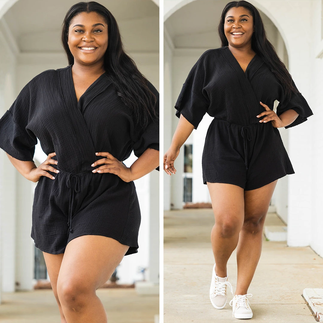 Off The Clock Romper, Black 8 Off The Clock Romper, Black - Image 6