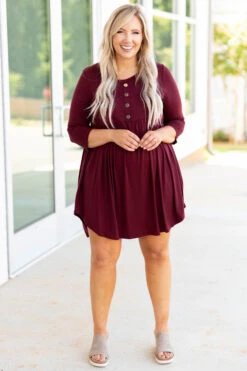 On My Terms Dress, Burgundy -Deals Swish Tex Store 1B7A4757