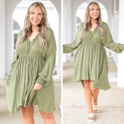 Smocked And Loaded Dress, Olive -Deals Swish Tex Store 20 b70826fb 0fb1 499d 96a0 206892ed435e