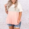 Keep It Simple Top, Grey-Pink -Deals Swish Tex Store 3 8 1402