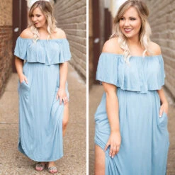By The Boardwalk Maxi Dress, Chambray -Deals Swish Tex Store 3.4 1