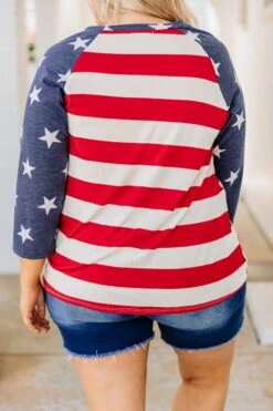 Waving Flag Top, Red -Deals Swish Tex Store 373A8851