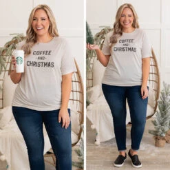 Coffee And Christmas Tee, Oatmeal -Deals Swish Tex Store 3 31e04cb0 ceea 47f9 a417 756faea1a750