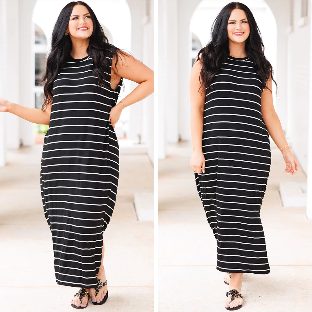 Did Someone Say Stripes Dress, Black 8 Did Someone Say Stripes Dress, Black - Image 6