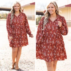 Morning Walk Dress, Rust -Deals Swish Tex Store 4 b9fc508f 55f6 4108 86f9 b041223606c3
