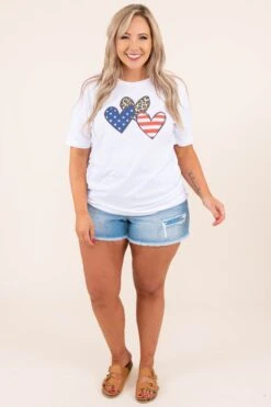 Patriotic Love Tee, White -Deals Swish Tex Store 5 25 9938