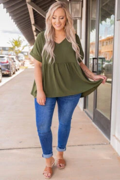 Wide Eyed Gaze Top, Olive -Deals Swish Tex Store 5E1A0229