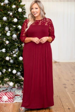 Looking Elegant Maxi Dress, Burgundy -Deals Swish Tex Store 5E1A1899