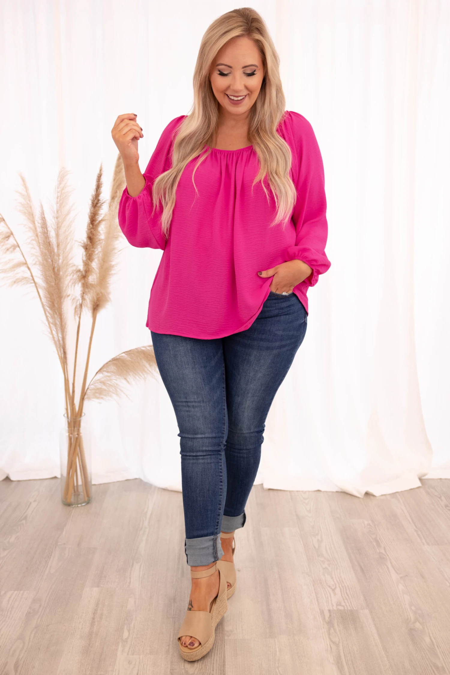 Changing Myself Blouse, Hot Pink 5 Changing Myself Blouse, Hot Pink - Image 3