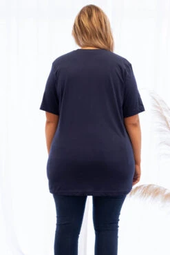 Fierce Pumpkin Tee, Navy -Deals Swish Tex Store 5E1A3119 Edit