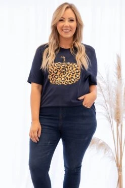 Fierce Pumpkin Tee, Navy