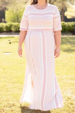 Stripe On Cue Maxi Dress, Pink -Deals Swish Tex Store 5E1A9846 Edit