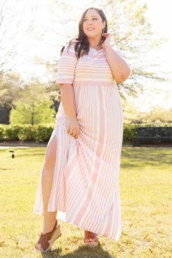 Stripe On Cue Maxi Dress, Pink -Deals Swish Tex Store 5E1A9857 PRODUCT