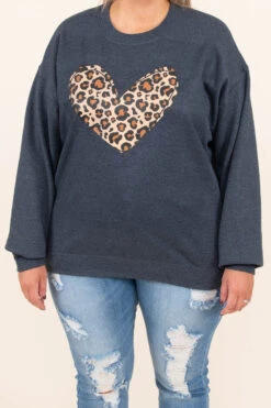 Leopard Heart Sweatshirt, Heather Gray -Deals Swish Tex Store 7 21 12590 Edit