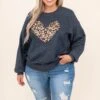 Leopard Heart Sweatshirt, Heather Gray