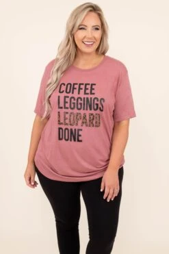 Coffee, Leggings & Leopard Tee, Mauve