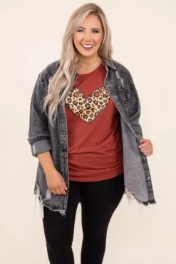 Leopard Heart Tee, Rust