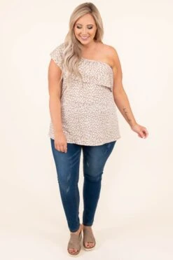 Live Boldly Top, Beige -Deals Swish Tex Store 7 28 13044