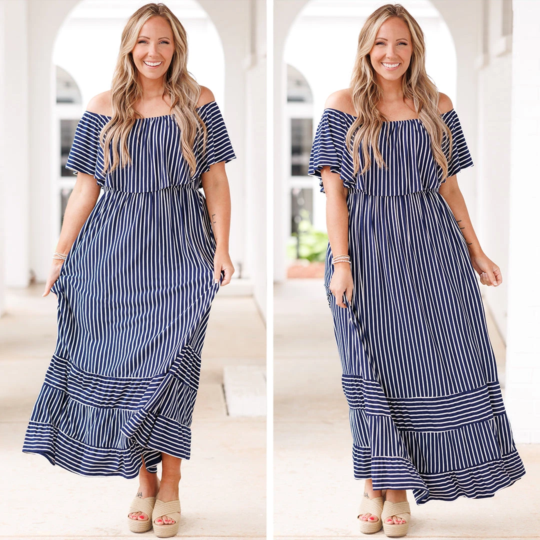 Not An Illusion Maxi Dress, Navy-Ivory 8 Not An Illusion Maxi Dress, Navy-Ivory - Image 6