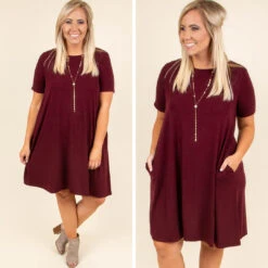 Best Bet Dress, Burgundy -Deals Swish Tex Store 8.23 10