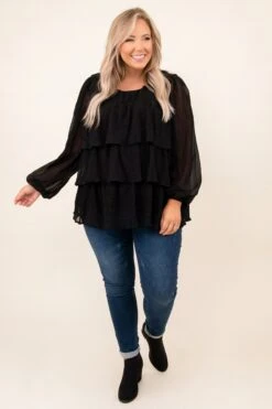 Pure Ambition Blouse, Black -Deals Swish Tex Store 9 1 14698