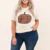 Plaid Pumpkin Tee, Natural -Deals Swish Tex Store 9 3 14908