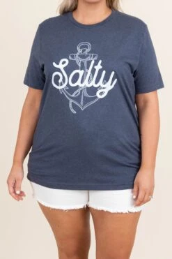 A Little Salty Tee, Heather Navy -Deals Swish Tex Store ALittleSaltyTee HeatherNavy 2