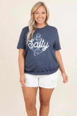 A Little Salty Tee, Heather Navy