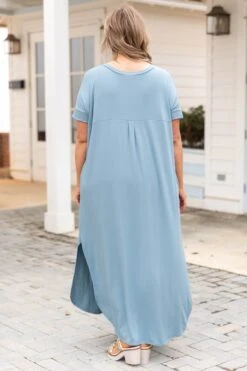 All Summer Long Maxi Dress, Blue Gray -Deals Swish Tex Store AllSummerLongMaxiDress BlueGray