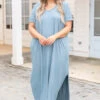 All Summer Long Maxi Dress, Blue Gray -Deals Swish Tex Store AllSummerLongMaxiDress BlueGray 9330