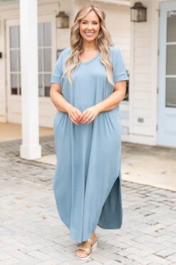 All Summer Long Maxi Dress, Blue Gray