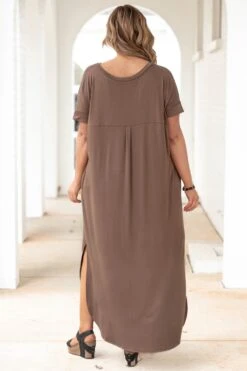 All Summer Long Maxi Dress, Mocha -Deals Swish Tex Store AllSummerLongMaxiDress Mocha 8672