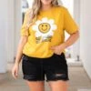 All Sunflowers And Smiles Tee, Mustard -Deals Swish Tex Store AllSunflowersAndSmilesTee Mustard 0788