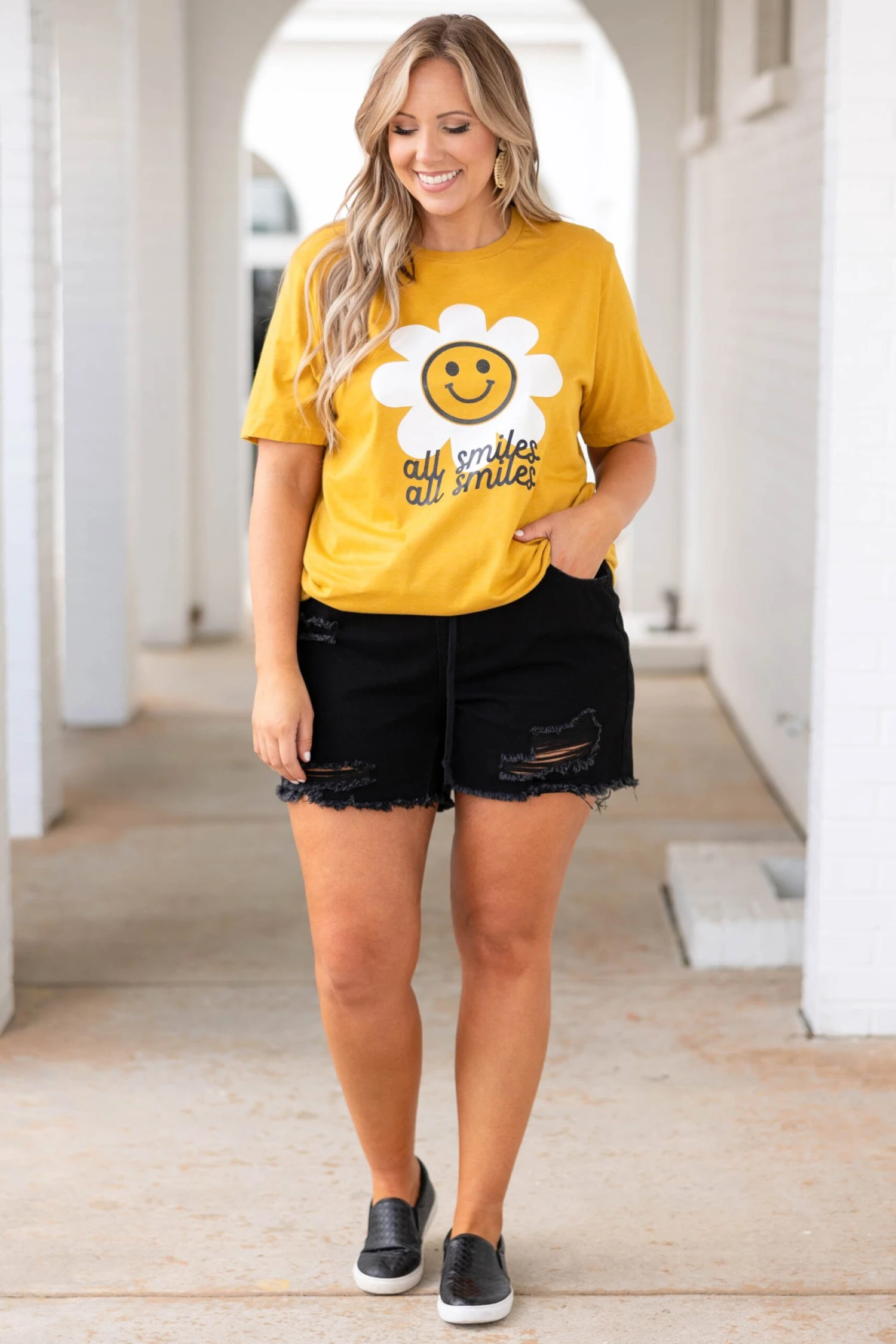 All Sunflowers And Smiles Tee, Mustard 4 All Sunflowers And Smiles Tee, Mustard - Image 2