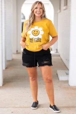 All Sunflowers And Smiles Tee, Mustard 10 All Sunflowers And Smiles Tee, Mustard -Deals Swish Tex Store AllSunflowersAndSmilesTee Mustard 0791