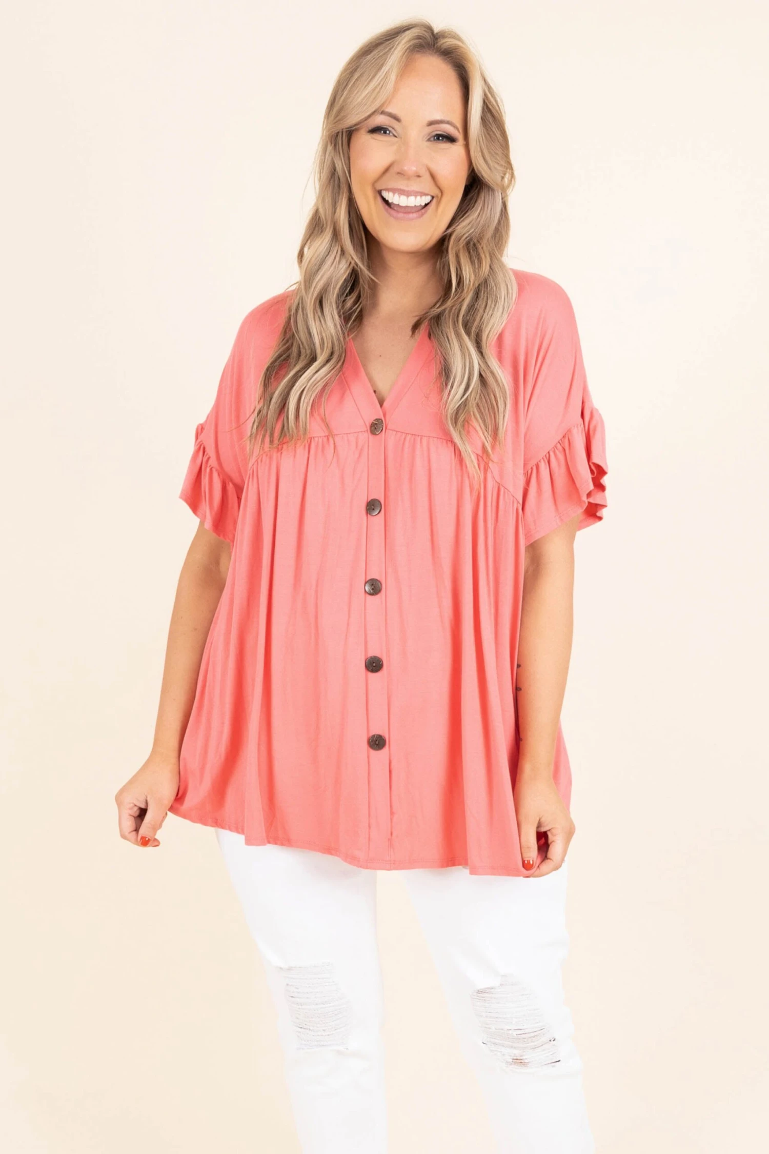 Bittersweet Beginnings Top, Coral 3 Bittersweet Beginnings Top, Coral