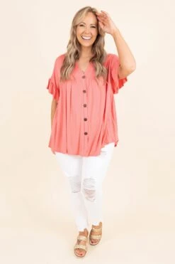 Bittersweet Beginnings Top, Coral 10 Bittersweet Beginnings Top, Coral -Deals Swish Tex Store BittersweetBeginningsTop Coral 9735