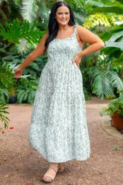 Blessed Be The Day Maxi Dress, Cream-Olive -Deals Swish Tex Store BlessedBeTheDayMaxiDress.Cream Olive 11