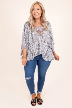 Blooming Perfection Top, Ivory-Black -Deals Swish Tex Store BloomingPerfectionTop Ivory Black