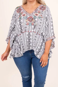 Blooming Perfection Top, Ivory-Black -Deals Swish Tex Store BloomingPerfectionTop Ivory Black 8635