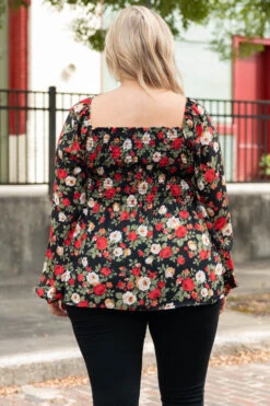 Busy Night Out Blouse, Red-Mustard -Deals Swish Tex Store BusyNightOutBlouse Red Mustard 6154