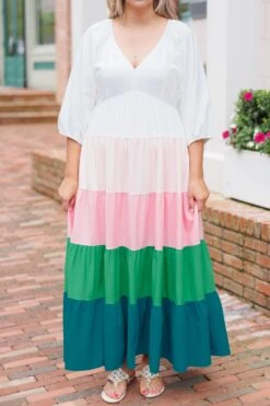 Change Of Color Maxi Dress, White -Deals Swish Tex Store ChangeOfColorMaxiDress White 1