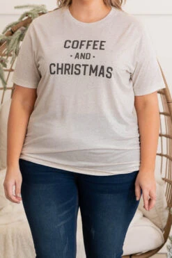 Coffee And Christmas Tee, Oatmeal -Deals Swish Tex Store CoffeeAndChristmasTee Oatmeal 2
