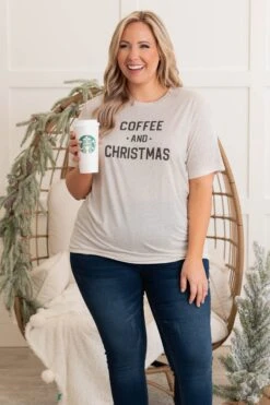 Coffee And Christmas Tee, Oatmeal