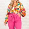 Confetti Everywhere Top, Fuchsia Orange -Deals Swish Tex Store ConfettiEverywhereTop FuchsiaOrange 3