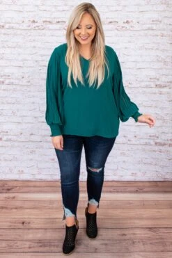 Unwritten Moments Blouse, Hunter Green -Deals Swish Tex Store DSC 3898