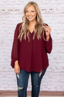 What About Love Blouse, Burgundy